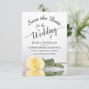 Save The Date Rose jaune beurré Élégant et Romantique Mariage