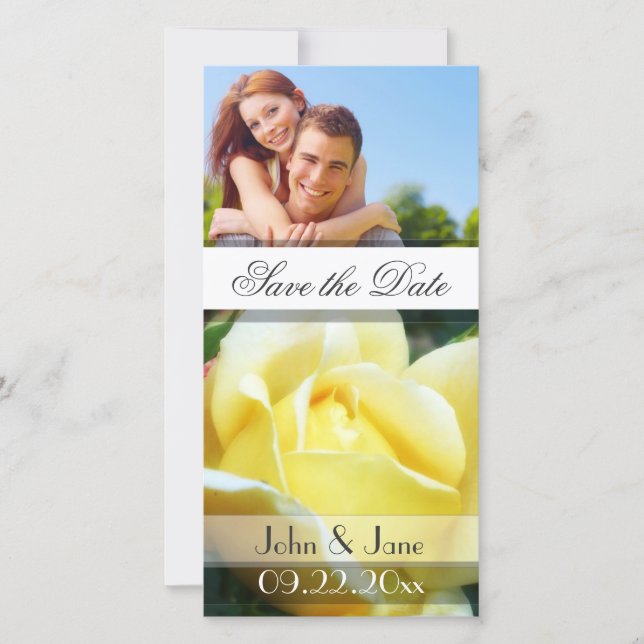 Save The Date Rose jaune /photo "Enregistrer la date" (Devant)