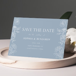 Save The Date Rose Mariage moderne Dusty Blue