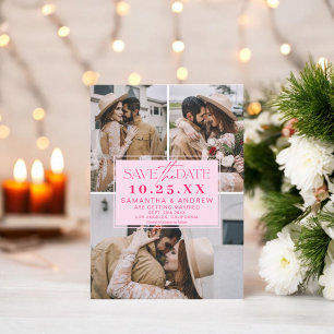 Save The Date Rose moderne enregistrer la date 3 photos grille c