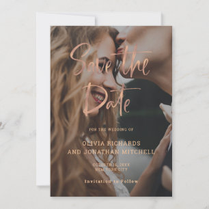 Save The Date Rose moderne et élégant Gold Custom Photo Mariage