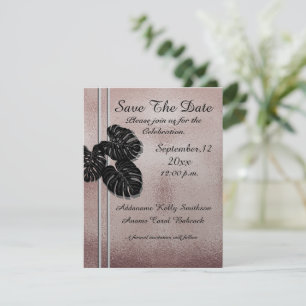 Save The Date Rose moderne Gold Black Graphisme Feuilles Élégant