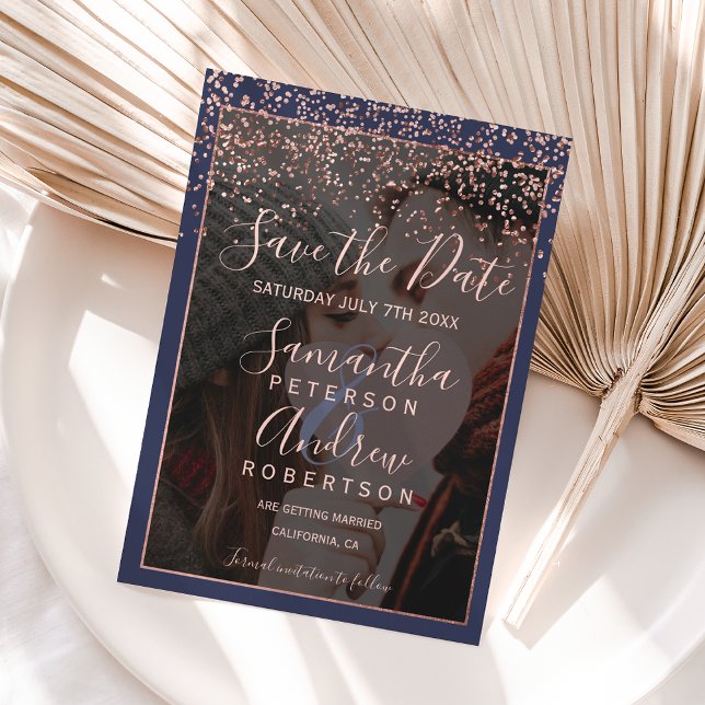 Save The Date Rose or bleu marine enregistrer la date mariage ph (Créateur téléchargé)