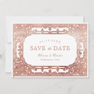 Save The Date Rose or élégant romantique orné mariage vintage