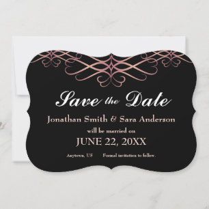Save The Date Rose Or et noir, élégant Enregistrer la date