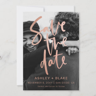 Save The Date Rose Or simple écriture calligraphie photo