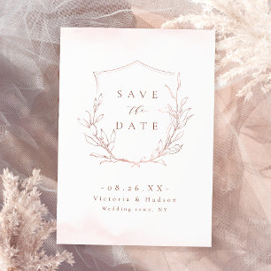 Save The Date Rose or simple élégance botanique crête mariage