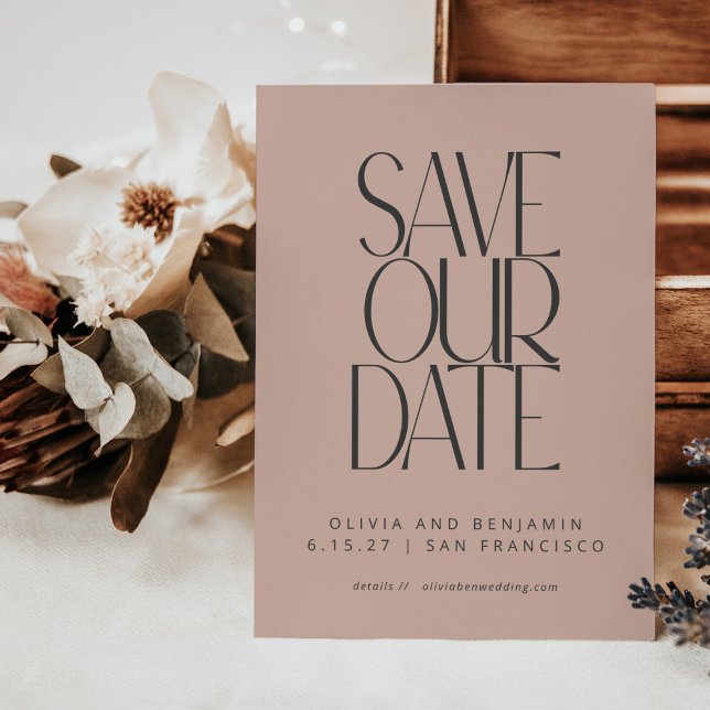 Save The Date Rose Pâle Élégante Typographie Moderne du Milieu d (Créateur téléchargé)