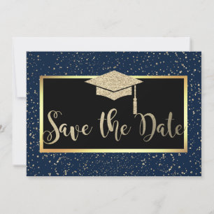 Save The Date Rose Parties scintillant Or Marine Bleu Grad Enreg