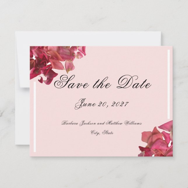 Save The Date Rose Petal rose Mariage romantique (Devant)