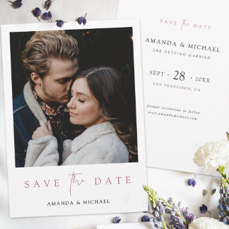 Save The Date Rose photo moderne chic Mariage or