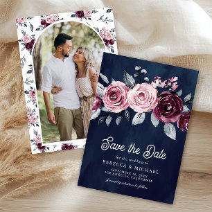 Save The Date Rose Poussiéreuse Fleur Violet Marine Photo de Mar