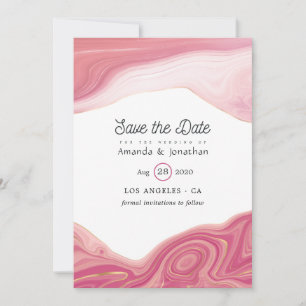 Save The Date Rose Quartz et Blush Strata Agate Mariage en pierr