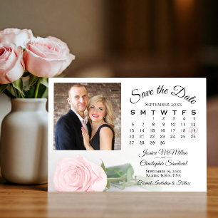 Save The Date Rose rose pâle Élégant calendrier de mariage & pho