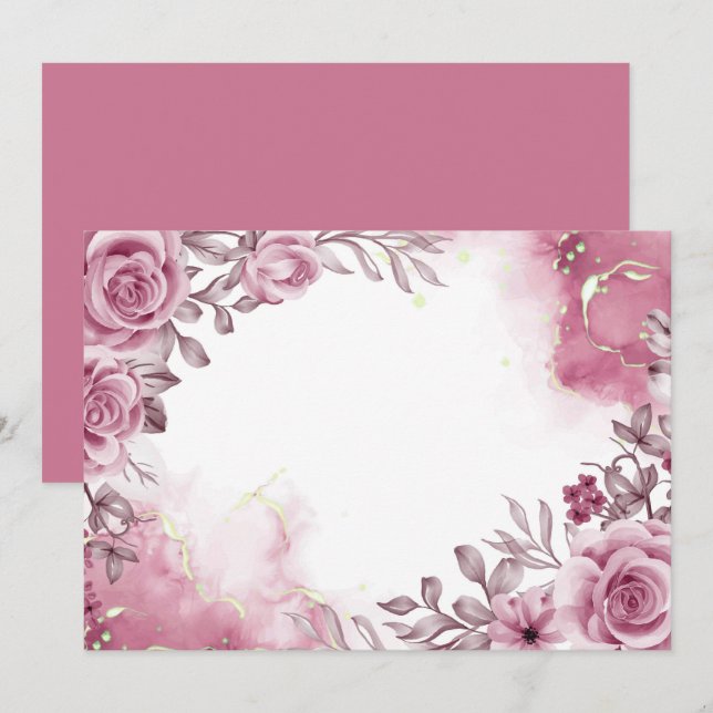 Save The Date Rose rose personnalisée (Devant / Derrière)