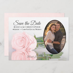 Save The Date Rose rose vierge avec Oval Photo Mariage romantiqu