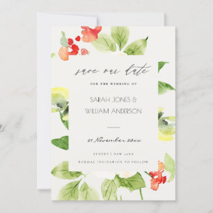 SAVE THE DATE ROSE ROUGE ORANGE AQUARELLE FLEURALE ÉPINGLEZ LA D