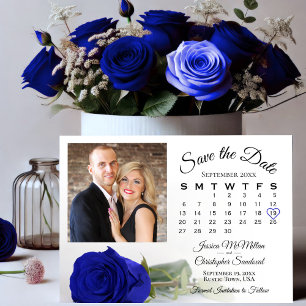 Save The Date Rose Royal Bleu unique Calendrier et photo