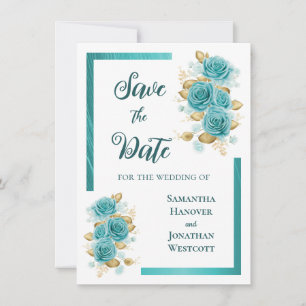Save The Date Rose sarcelle et turquoise Élégant Enregistrer la