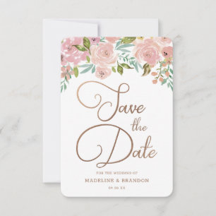 Save The Date Rose séduisante aquarelle florale rose poussiéreus