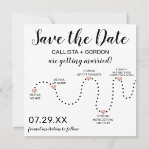 Save The Date Rose simple Or Noir Blanc Noir Mariage de chronolo