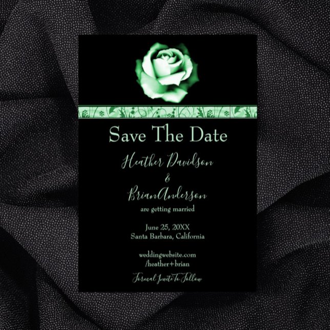 Save The Date Rose Vert Enregistrer La Date (Green Rose Save the Date)