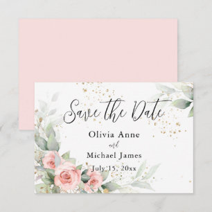 Save The Date Roses Aquarelle Teintées de Rose pour Annoncer la 