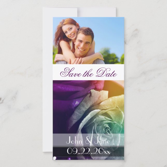 Save The Date Roses arc-en-ciel/photo "Save the Date" (Devant)