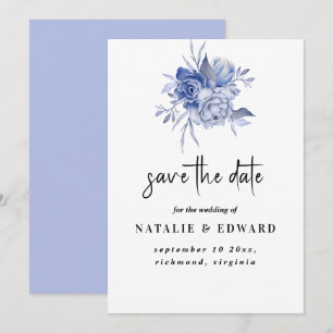 Save The Date roses bleues rustiques poussiéreuses et autres fle