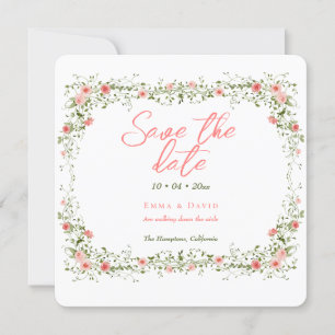 Save The Date Roses botaniques chic Élégant Mariage de script