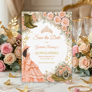 Save The Date Roses de pêche occidentales Quinceañera de pays d