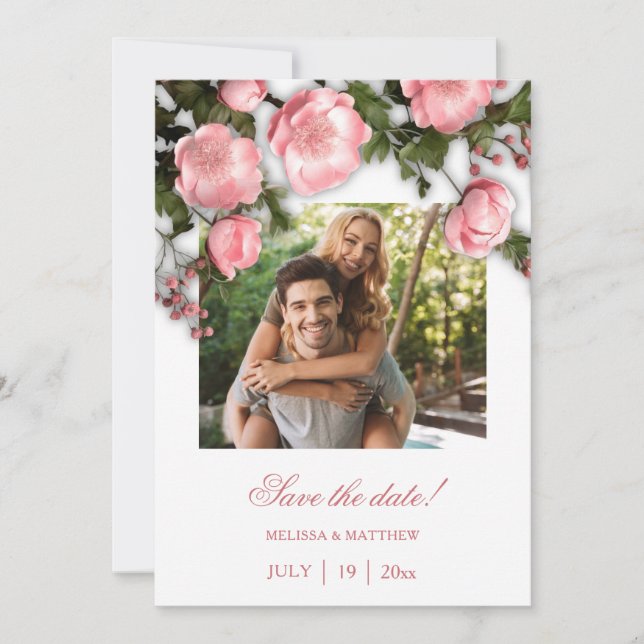 Save The Date Roses de verdure 3D Fleurs sauvages (Devant)