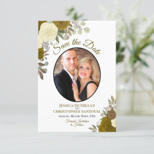 Save The Date Roses d'or Elégant Floral Boho Mariage photo