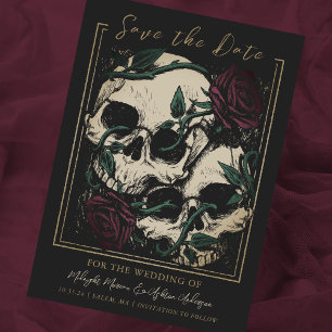 Save The Date Roses du crâne gothique