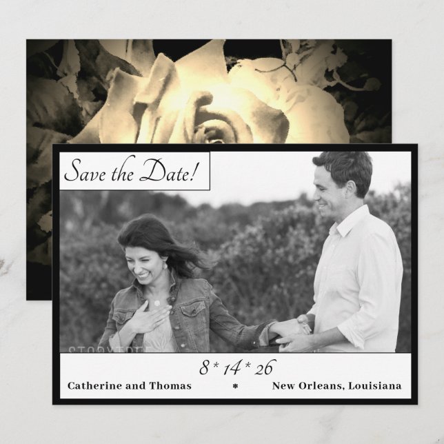 Save The Date Roses élégants Enregistrer la date (Devant / Derrière)