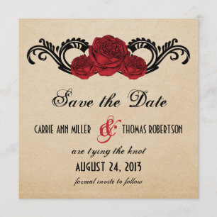 Save The Date Roses gothique Swirl Enregistrer la date Invitatio