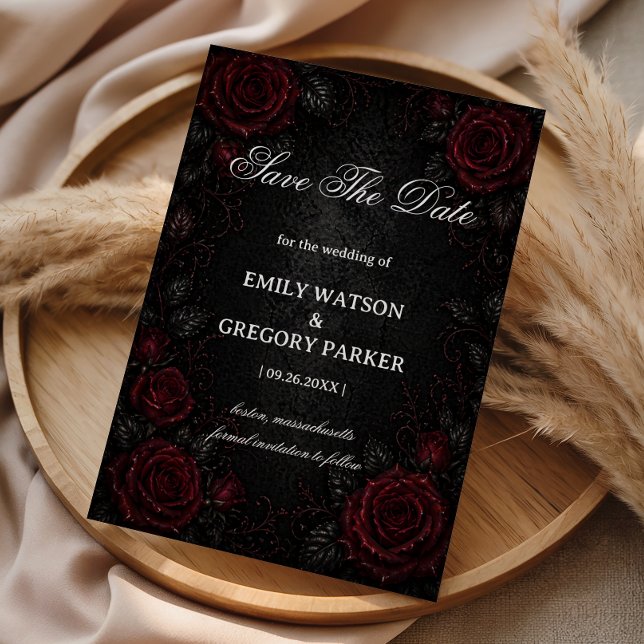 Save The Date Roses gothiques rouge foncé (Créateur téléchargé)
