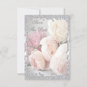 Save The Date Roses Romantiques & Diamants 35e Enregistrer la Da