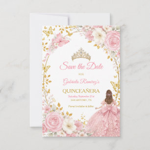 Save The Date Roses roses blush pink pour la Quinceañera Enregi