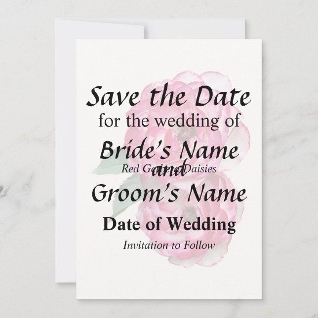 Save The Date Roses roses et blanches (Devant)
