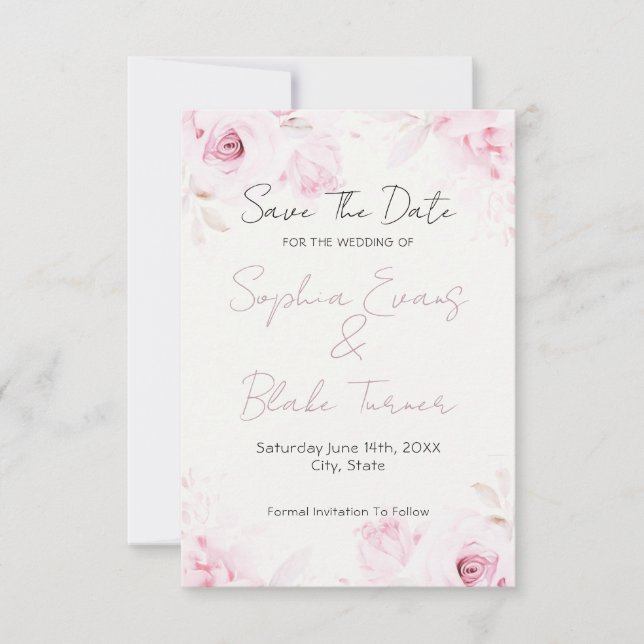 Save The Date Roses Roses Roses Élégantes et Jolis (Devant)