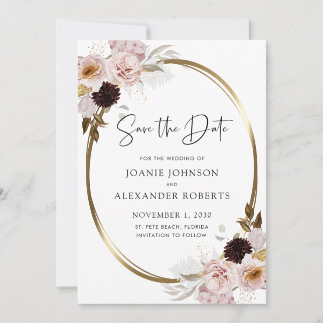 Save The Date Roses Roses Roses Roses Roses Or Metallic Enregist (Devant)