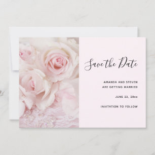 Save The Date Roses roses vintages et dentelle élégante