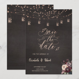 Save The Date Roses Rustic String Lights Enregistrer La Date