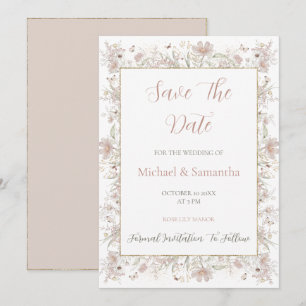 Save The Date Rouge aux Joues et Sauge Mariage de Printemps aux