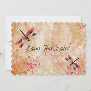 Save The Date Rouge Dragonflies D'Aquarelle Enregistrer La Date