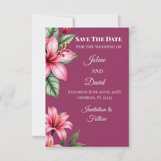 Save The Date Rouge Floral Blush  (Devant)