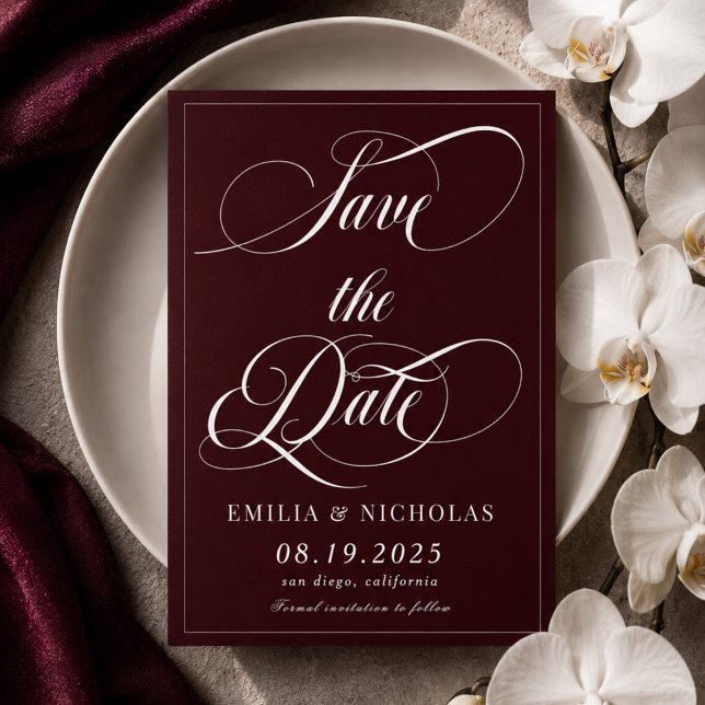 Save The Date Rouge foncé romantique (Créateur téléchargé)