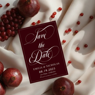 Save The Date Rouge foncé romantique