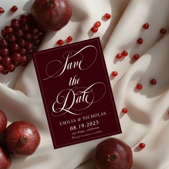Save The Date Rouge foncé romantique (Créateur téléchargé)